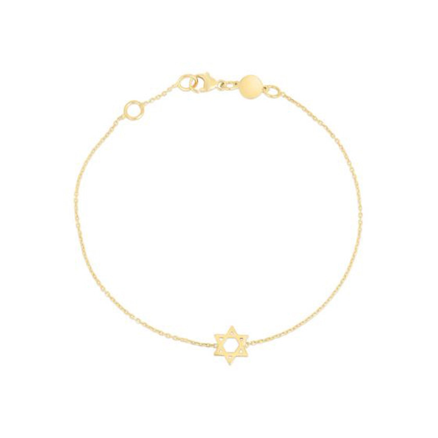 14k Yellow Gold Star of David Bracelet