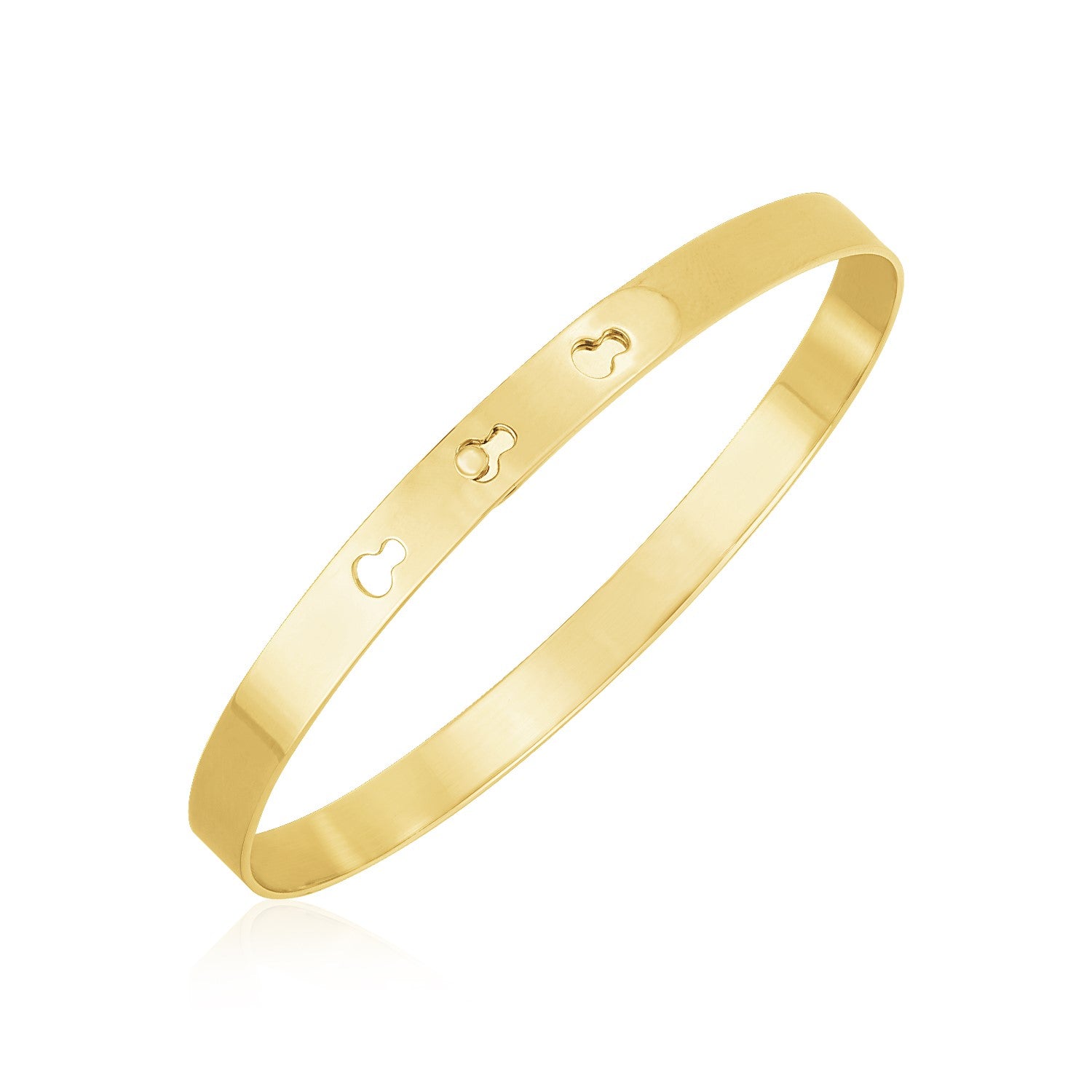 14k Yellow Gold High Polish Keyhole Clasp Bangle (6.00 mm)