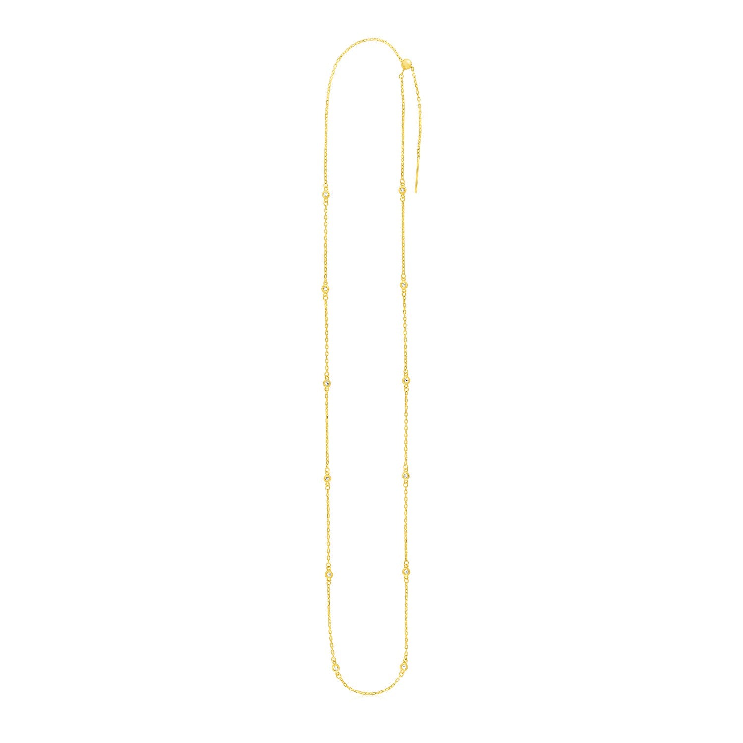 Endless Adjustable Diamond Pendant Chain in Yellow Gold (3.00 mm)