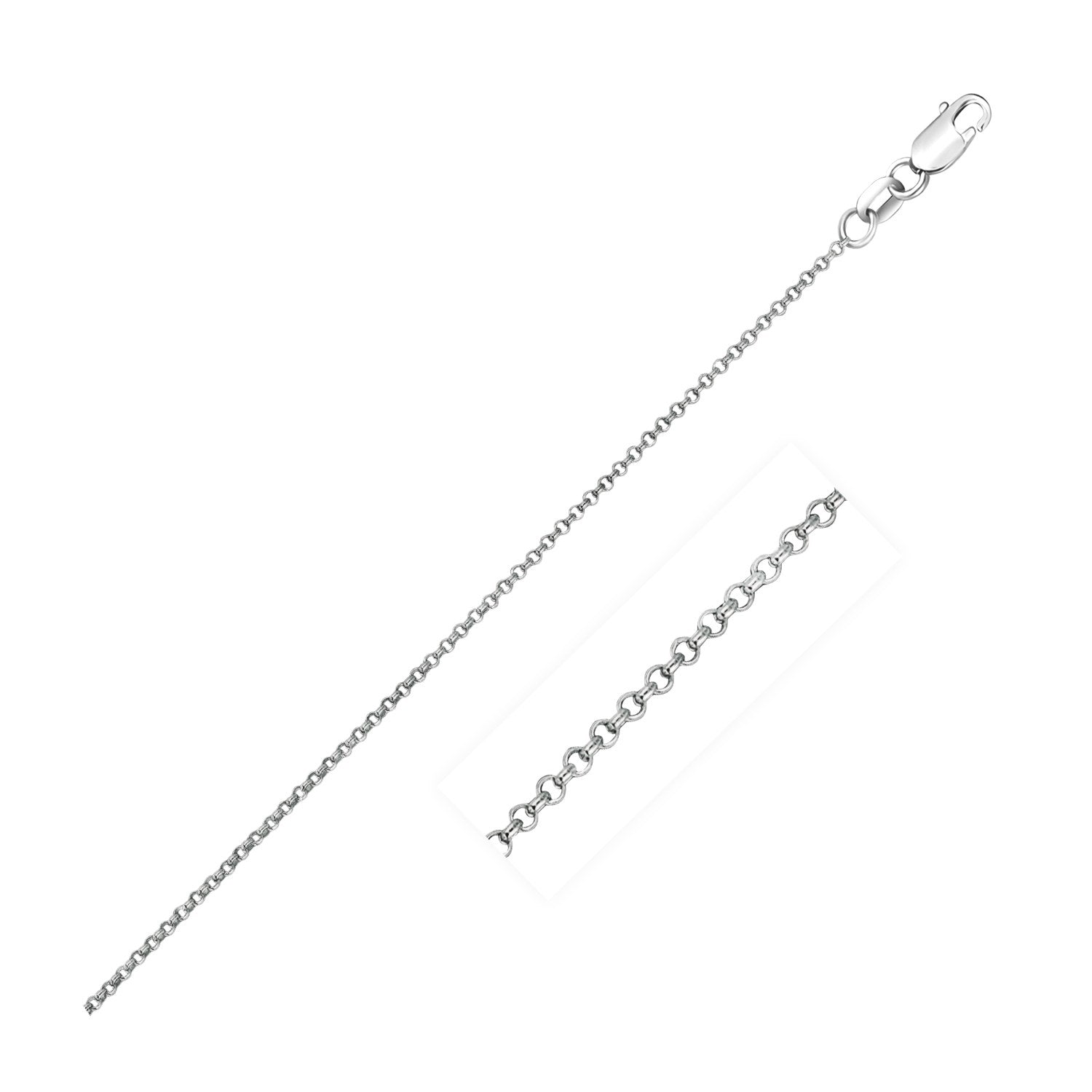 14k White Gold Diamond Cut Rolo Chain (1.10 mm)