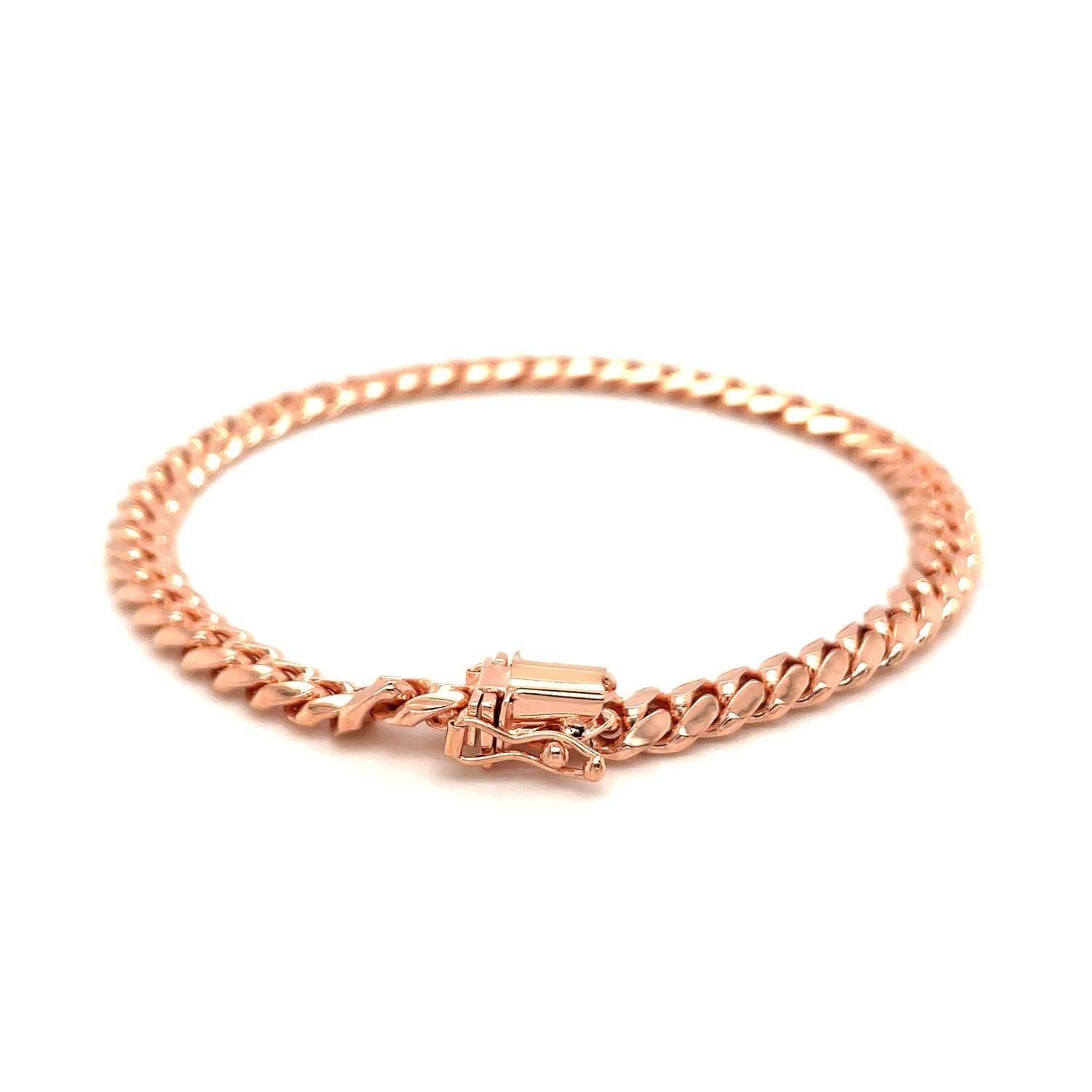 14k Rose Gold Classic Miami Cuban Solid Bracelet (6.10 mm)