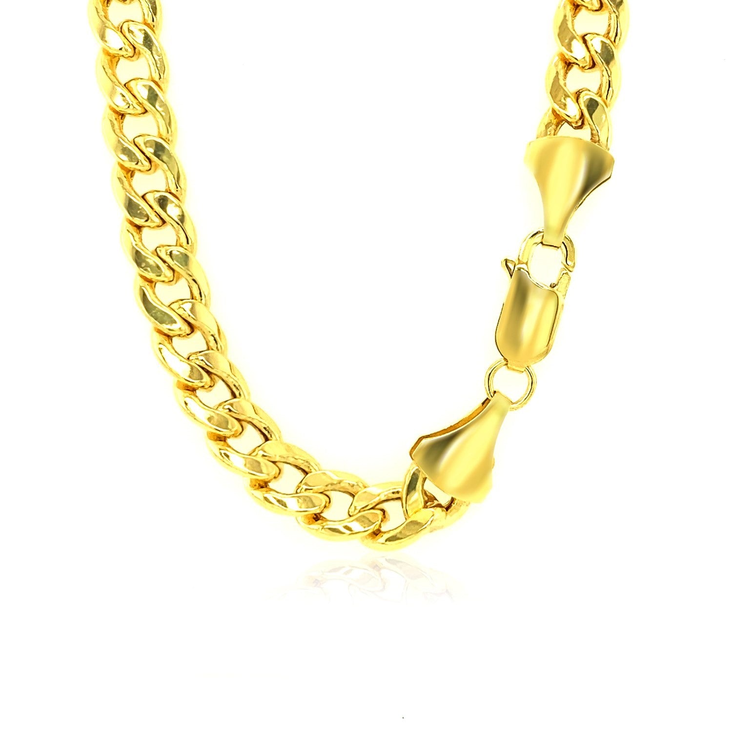 14k Yellow Gold Miami Cuban Semi Solid Chain (7.00 mm)