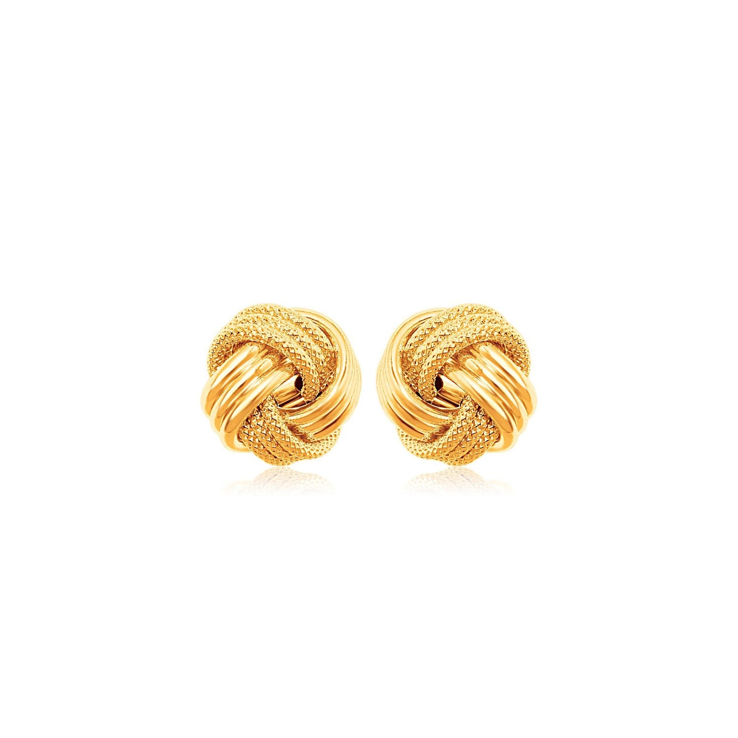 10k Yellow Gold Love Knot with Ridge Texture Earrings