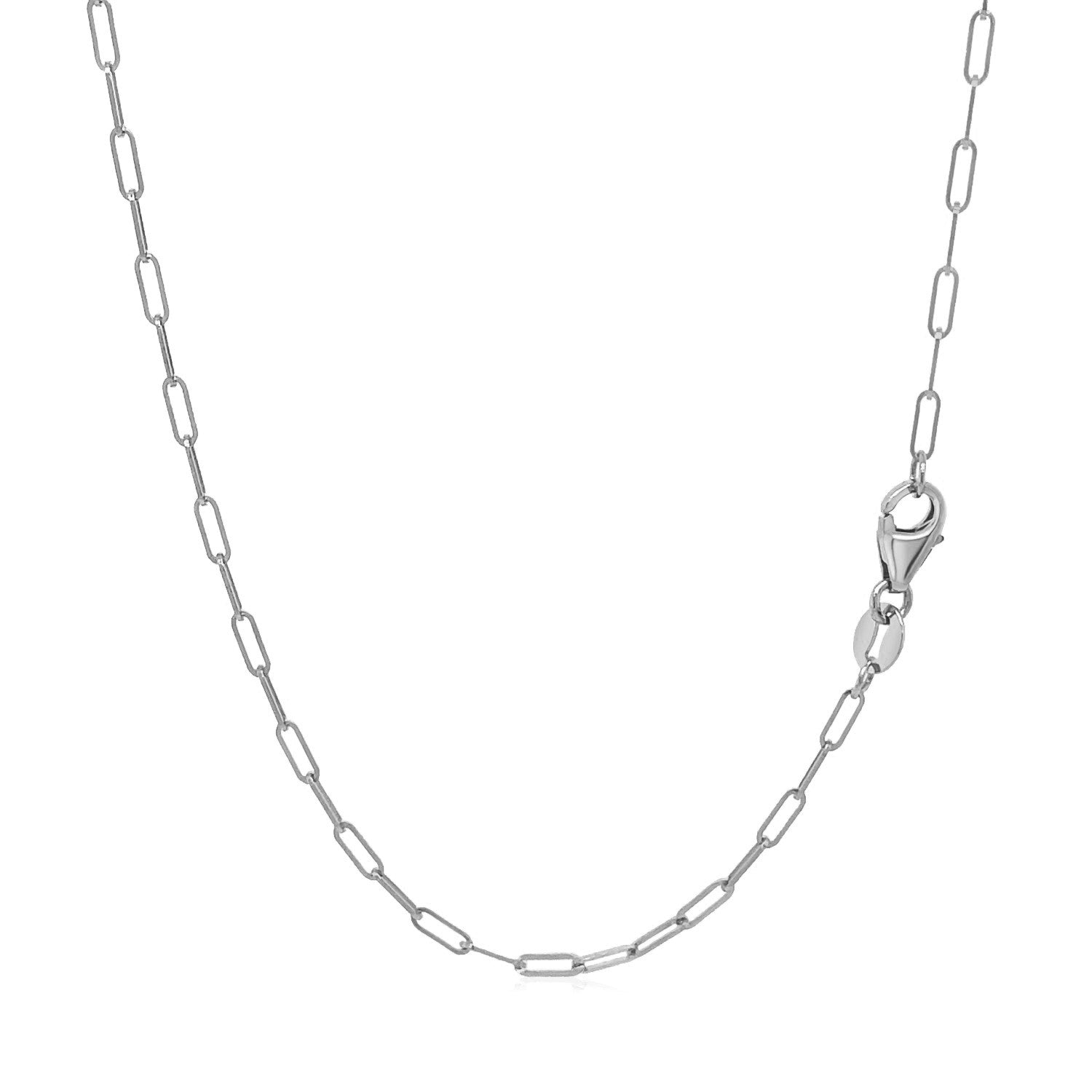 14K White Gold Fine Paperclip Chain (1.50 mm)