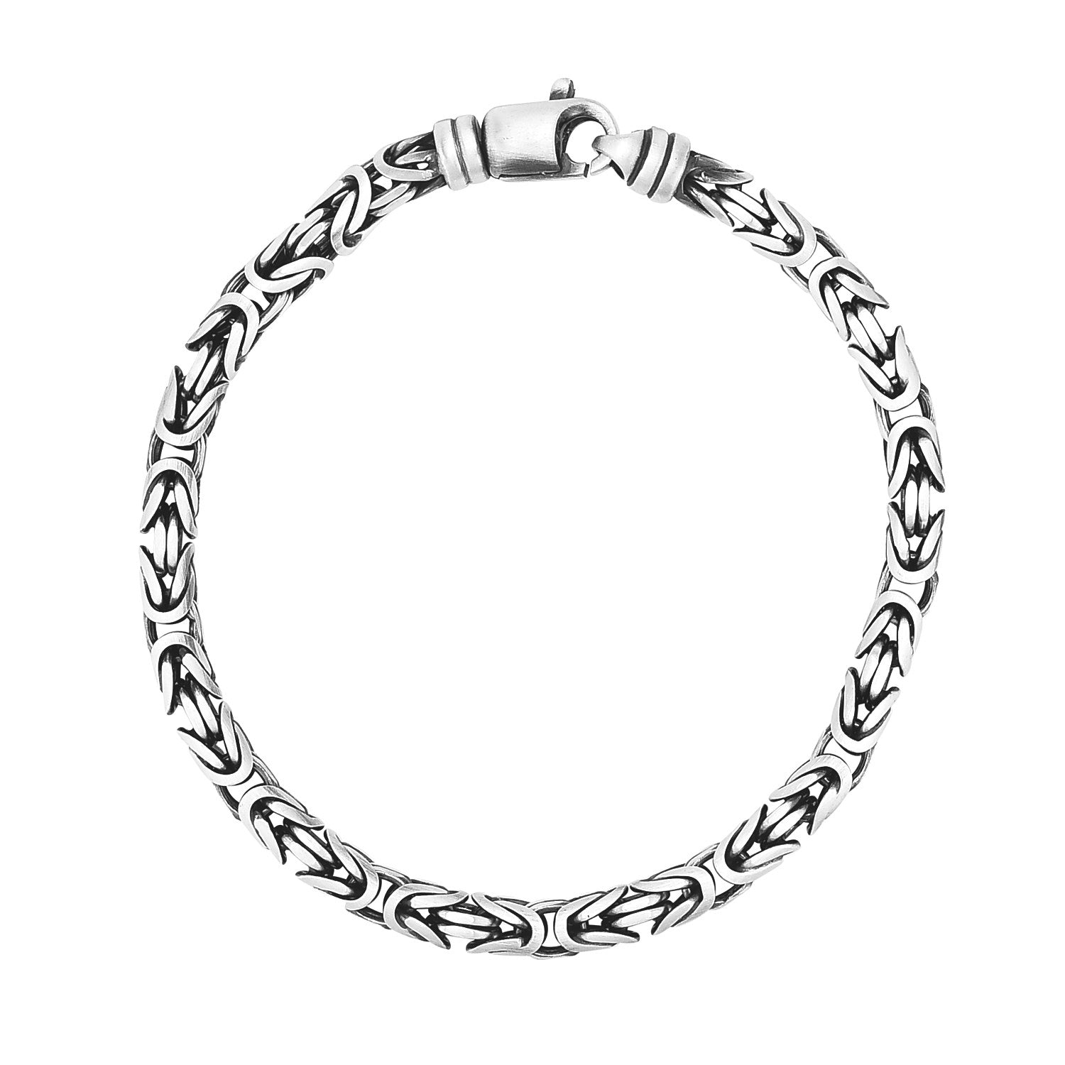 Sterling Silver Gunmetal Finish Byzantine Chain Bracelet (5.00 mm)