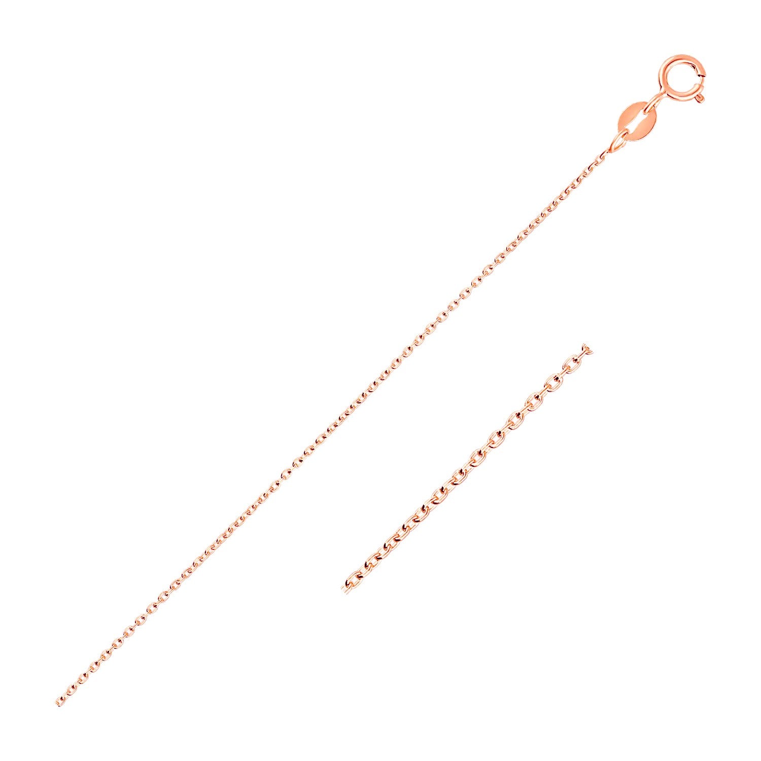 14k Pink Gold Oval Cable Link Chain (0.97 mm)