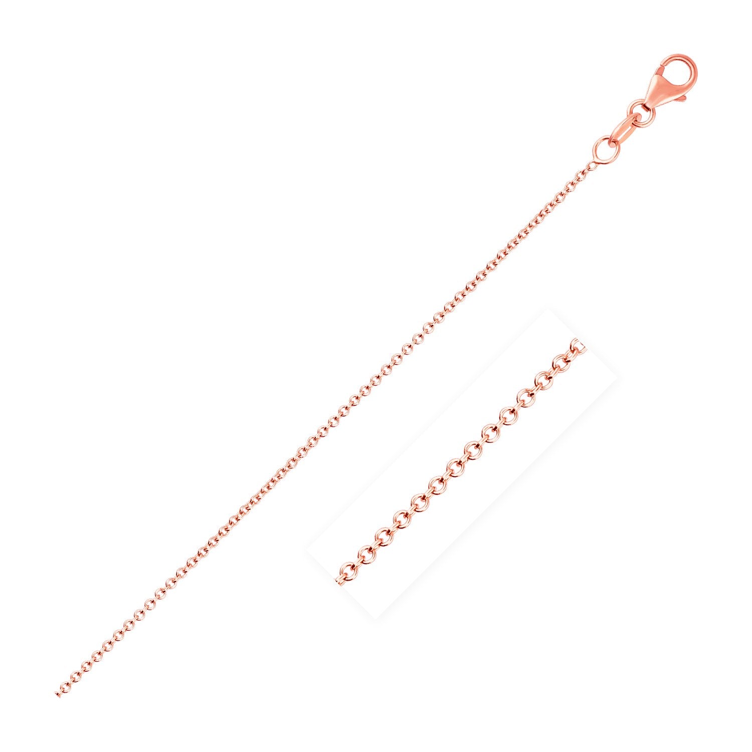 14k Pink Gold Round Cable Link Chain (1.1 mm)