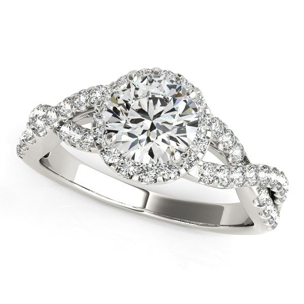 14k White Gold Entwined Split Shank Diamond Engagement Ring (1 1/2 cttw)