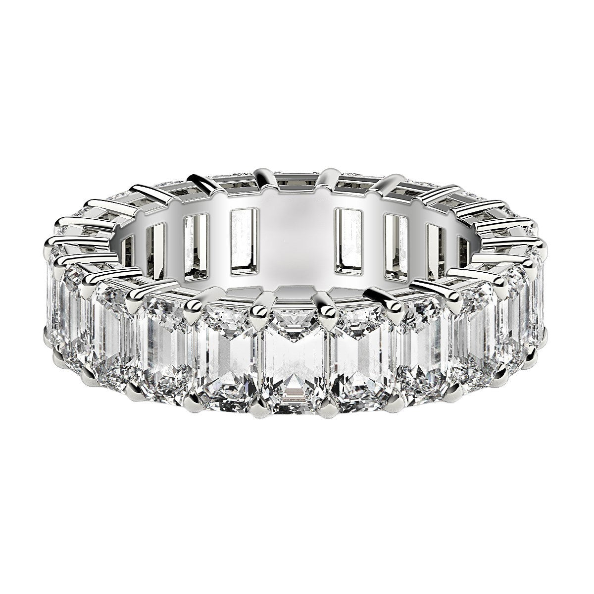 Emerald Cut Lab Grown Diamond Eternity Ring in 14k White Gold (6 cttw FG/VS2)